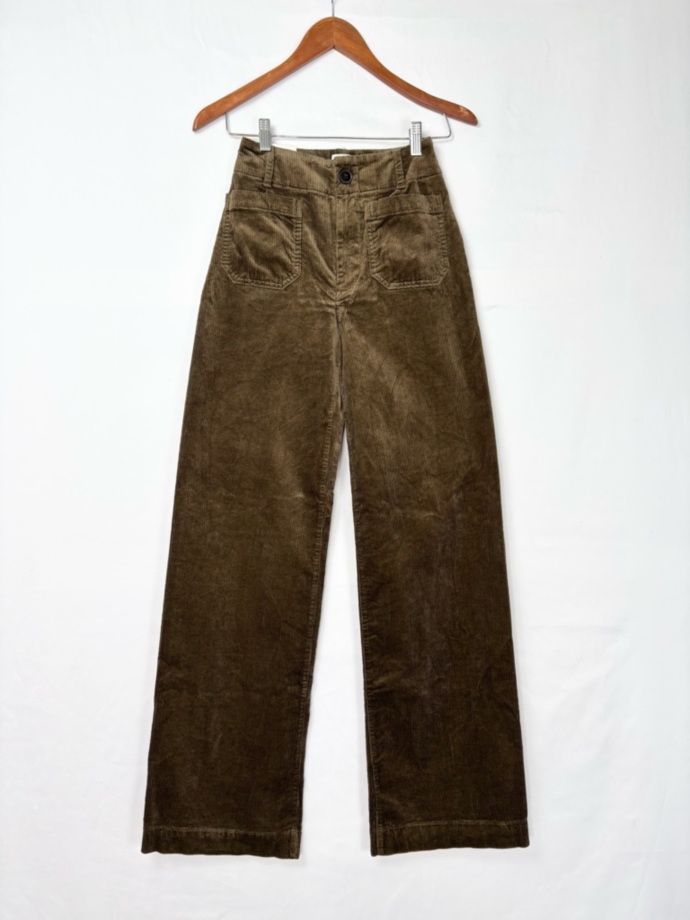 NEW Maeve Colette Corduroy Full Length Wide Leg Pant Moss Green‎ Size 23 Tall